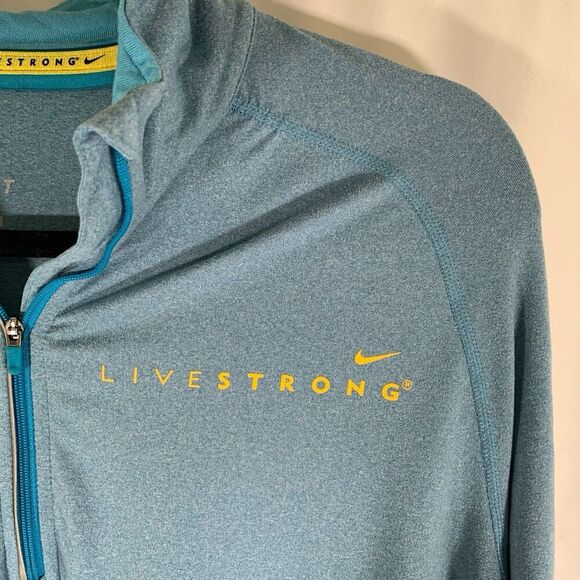 Livestrong Nike Jacket Women's Large Blue 1/4 Zip Long Sleeve Turtleneck - Picture 6 of 13